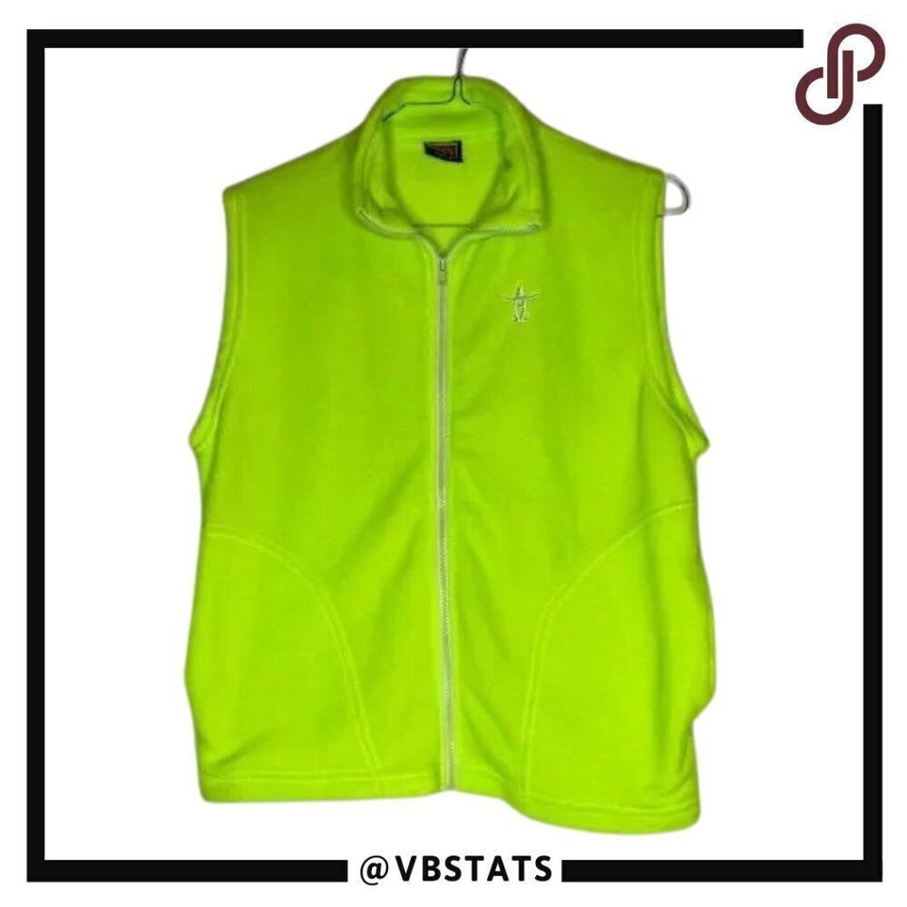 Tipsy Neon Yellow Houston Live Stock Show and Rodeo Full Zip Fleece‎ Vest Small